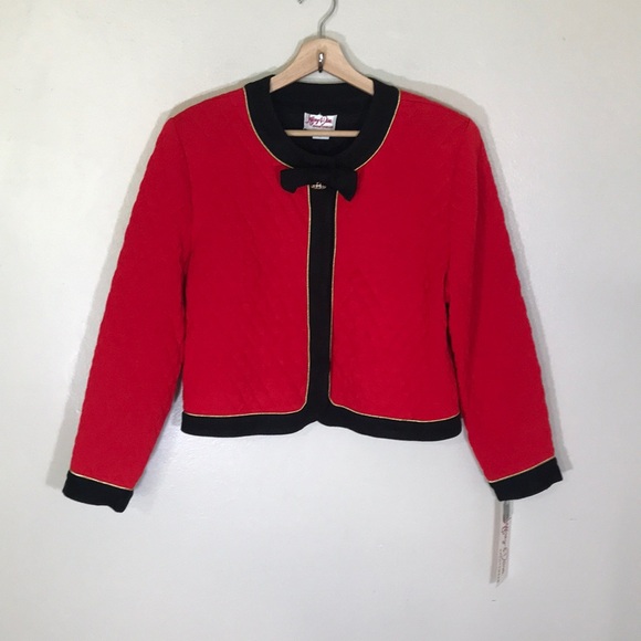 NEW VINTAGE Red Quilted Women's Jacket with Black Trim - Picture 1 of 8